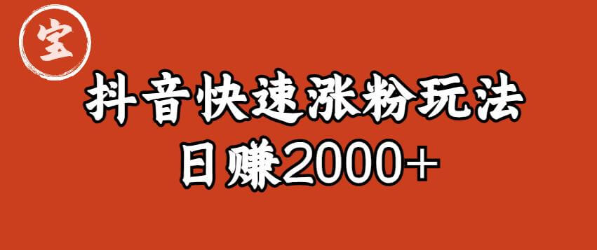 （4306期）宝哥私藏·抖音快速起号涨粉玩法（4天涨粉1千）（日赚2000+）【揭秘】 短视频运营 第1张