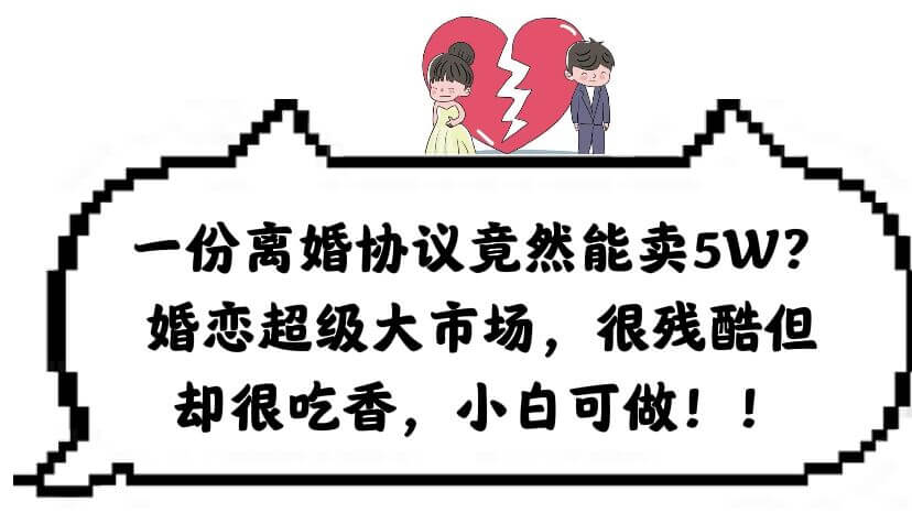 （4323期）一份离婚协议竟然能卖5W？婚恋超级大市场，很残酷但却很吃香，小白可做 网赚项目 第1张