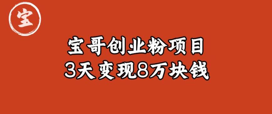 （4341期）宝哥IP图文创业粉引流项目实战分享：单个账号3天涨粉1万，变现8万块钱（图文教程）【揭秘】 爆粉引流软件 第1张