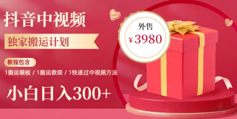 （4383期）2023年独家抖音中视频搬运计划，每天30分钟至1小时搬运即可，小白轻松日入300+ 短视频运营 第1张