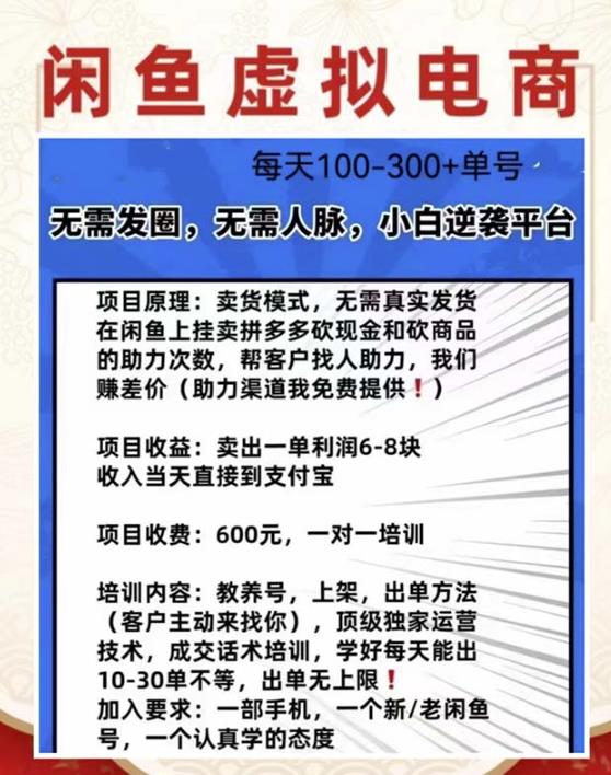 （4407期）外边收费600多的闲鱼新玩法虚似电商之拼多多助力项目，单号100-300元 网赚项目 第2张