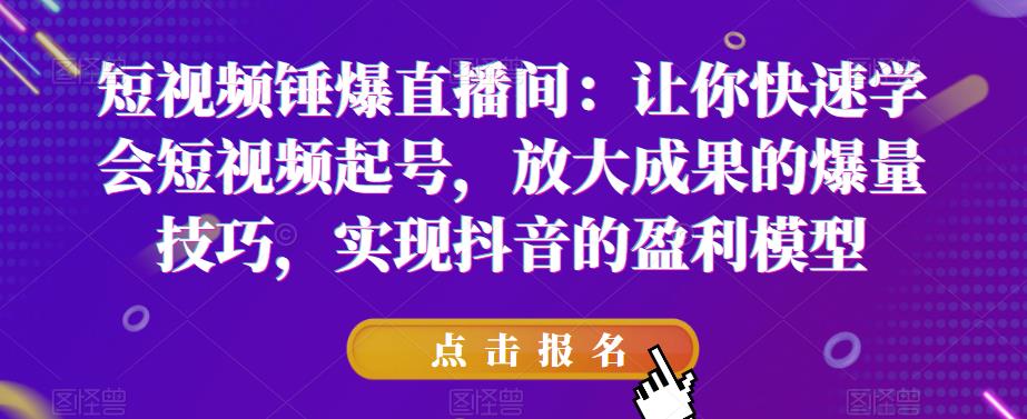 （4416期）短视频锤爆直播间：让你快速学会短视频起号，放大成果的爆量技巧，实现抖音的盈利模型 短视频运营 第1张