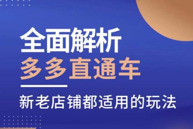 （4463期）全面解析多多直通车，​新老店铺都适用的玩法 电商运营 第1张