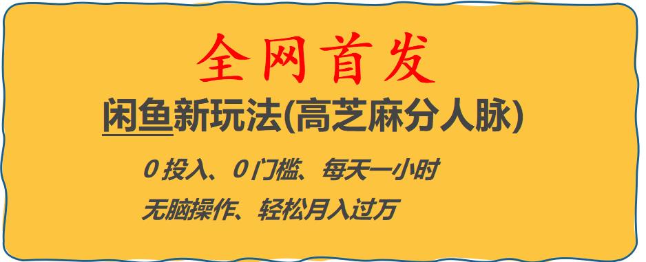（4472期）闲鱼新玩法(高芝麻分人脉)0投入0门槛,每天一小时，轻松月入过万【揭秘】 网赚项目 第1张