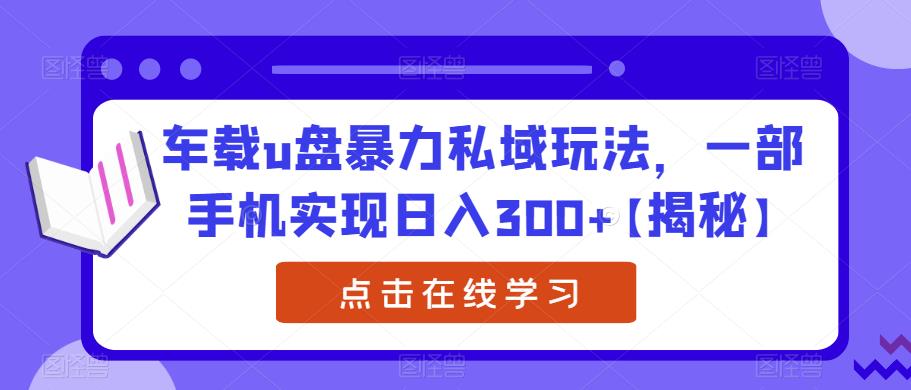 （4513期）车载u盘暴力私域玩法，一部手机实现日入300+【揭秘】 网赚项目 第1张