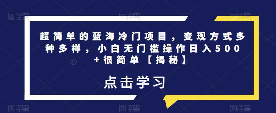 （4614期）超简单的蓝海冷门项目，变现方式多种多样，小白无门槛操作日入500+很简单【揭秘】 网赚项目 第1张