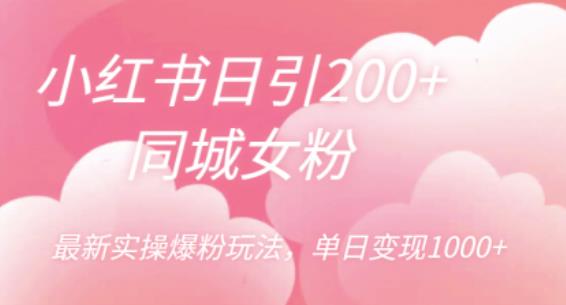 （4647期）小红书日引200+同城女粉，最新实操爆粉玩法，单日变现1000+【揭秘】 爆粉引流软件 第1张