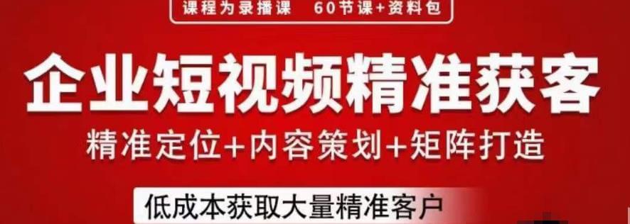 （4666期）流量为王，企业短视频精准获客，手把手分享实战经验，助力企业低成本获客 综合教程 第1张