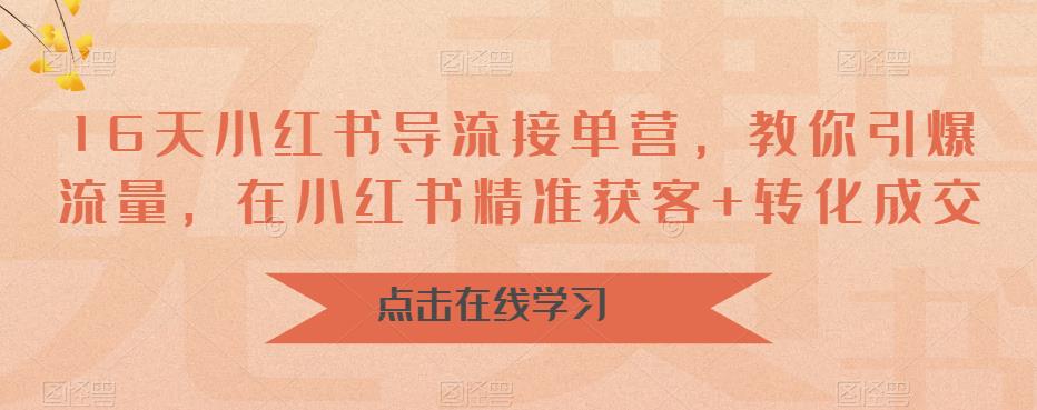 （4713期）16天小红书导流接单营，教你引爆流量，在小红书精准获客+转化成交 电商运营 第1张