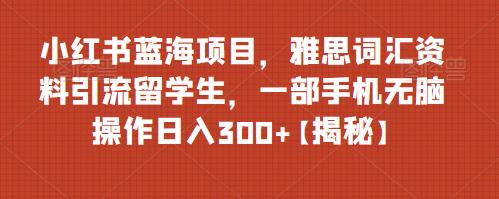 （4779期）小红书蓝海项目，雅思词汇资料引流留学生，一部手机无脑操作日入300+【揭秘】 短视频运营 第1张