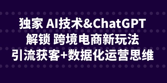 （4816期）独家 AI技术&ChatGPT解锁 跨境电商新玩法，引流获客+数据化运营思维 综合教程 第1张