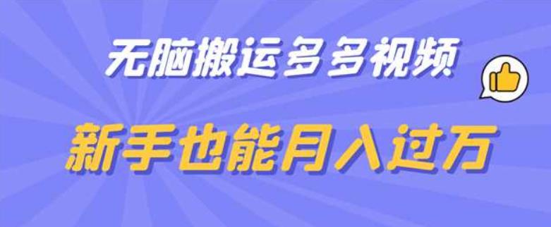 （4874期）无脑搬运多多视频，新手也能月入过万【揭秘】 短视频运营 第1张