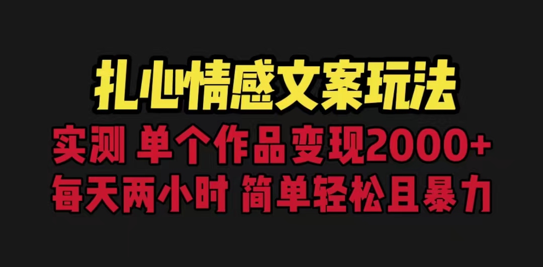 （4889期）扎心情感文案玩法，单个作品变现5000+，一分钟一条原创作品，流量爆炸 综合教程 第1张