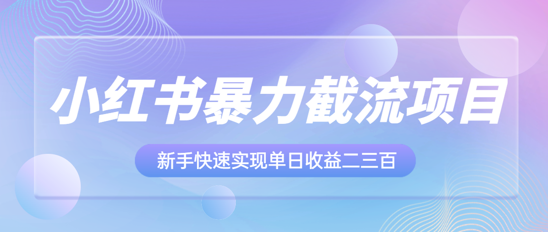 （4902期）小红书暴力截流项目，新手快速实现单日收益二三百【仅揭秘】 爆粉引流软件 第1张