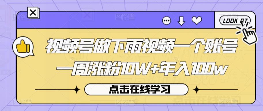 （4926期）视频号做下雨视频一个账号一周涨粉10W+年入100w【揭秘】 短视频运营 第1张
