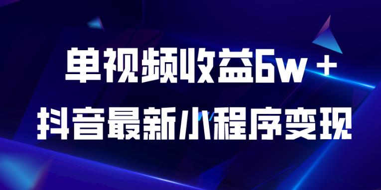 （4949期）抖音最新小程序变现项目，单视频收益6w＋，小白可做【揭秘】 网赚项目 第1张