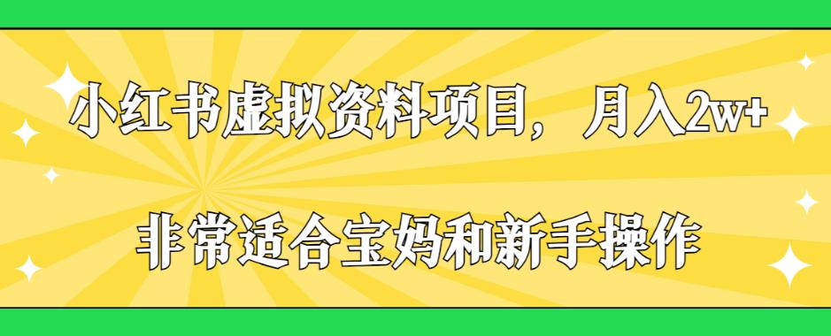 （5164期）小红书虚拟资料项目，月入2w+，非常适合宝妈和新手操作【揭秘】 新媒体 第1张