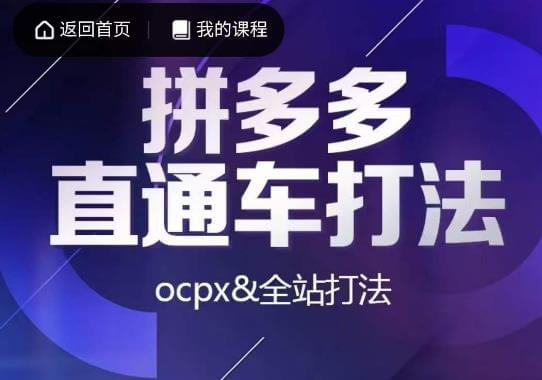 （5166期）互力·拼多多直通车打法，ocpx&全站打法 电商运营 第1张