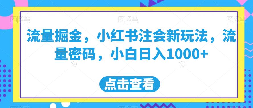 （5314期）流量掘金，小红书注会新玩法，流量密码，小白日入1000+【揭秘】 网赚项目 第1张