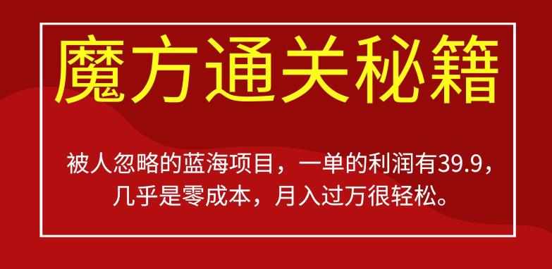 （5423期）被人忽略的蓝海项目，魔方通关秘籍，一单的利润有39.9，几乎是零成本，月入过万很轻松【揭秘】 网赚项目 第1张