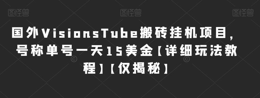 （5461期）国外VisionsTube搬砖挂机项目，号称单号一天15美金【详细玩法教程】【仅揭秘】 网赚项目 第1张