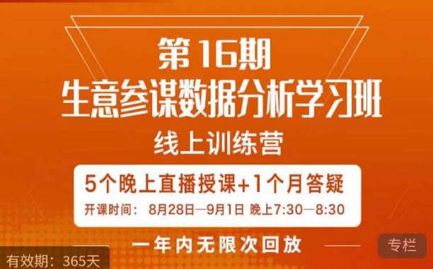 （5528期）宁静·生意参谋数据分析学习班，解决商家4大痛点，学会分析数据，打造爆款！ 电商运营 第1张