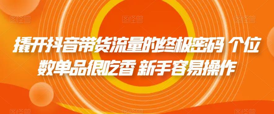 （5648期）撬开抖音带货流量的终极密码 个位数单品很吃香 新手容易操作 短视频运营 第1张
