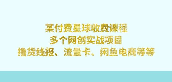 （5650期）某付费星球课程：多个网创实战项目，撸货线报、流量卡、闲鱼电商等（文档非视频） 综合教程 第1张