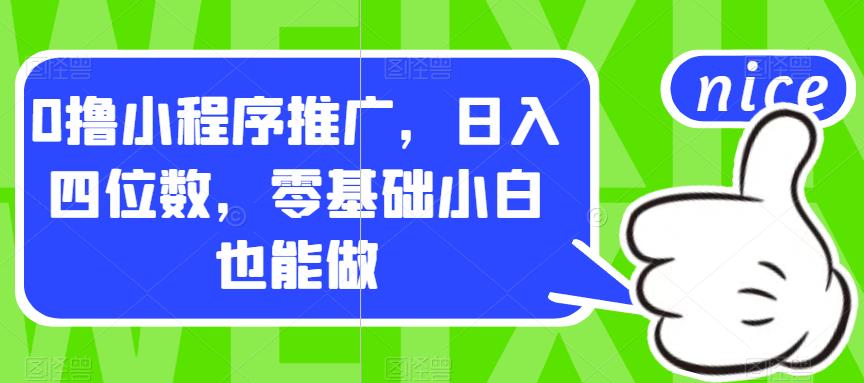 （5658期）0撸小程序推广，日入四位数，零基础小白也能做【揭秘】 网赚项目 第1张