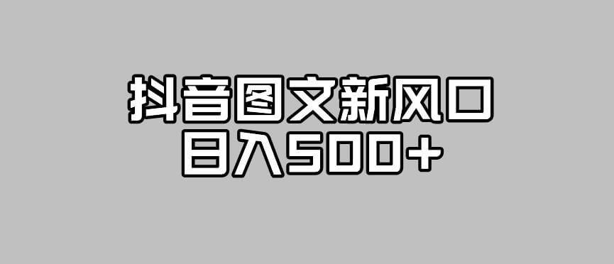 （5699期）抖音图文最新风口，流量扶持非常高，日入500+【揭秘】 网赚项目 第1张