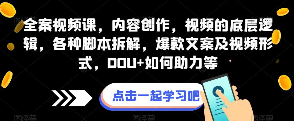 （5740期）全案视频课，内容创作，视频的底层逻辑，各种脚本拆解，爆款文案及视频形式，DOU+如何助力等 短视频运营 第1张