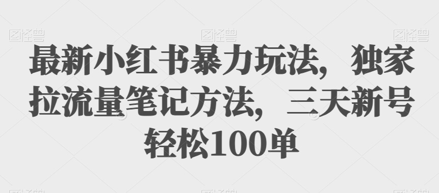 （5753期）最新小红书暴力玩法，独家拉流量笔记方法，三天新号轻松100单【揭秘】 新媒体 第1张