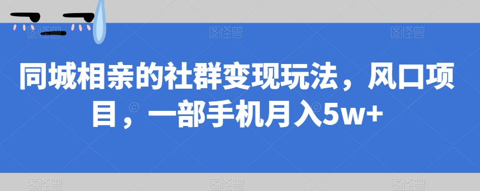 （5789期）同城相亲的社群变现玩法，风口项目，一部手机月入5w+【揭秘】 私域变现 第1张