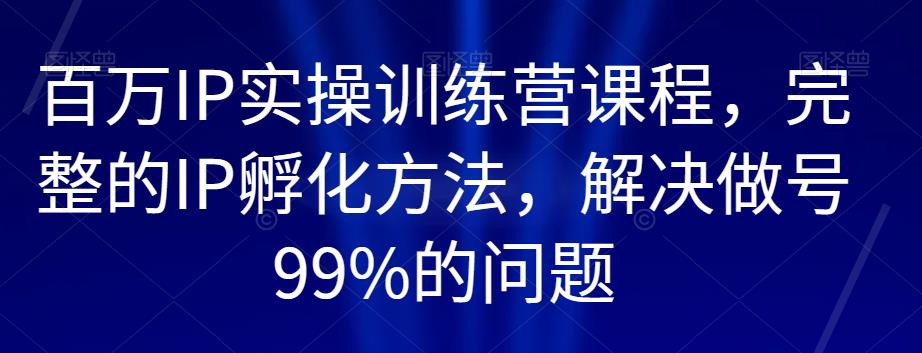 （5818期）百万IP实操训练营课程，完整的IP孵化方法，解决做号99%的问题 综合教程 第1张