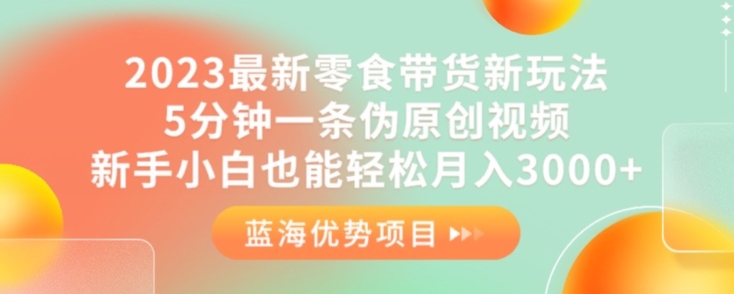 （5893期）2023最新零食带货新玩法，5分钟一条伪原创视频，新手小白也能轻松月入3000+【揭秘】 短视频运营 第1张