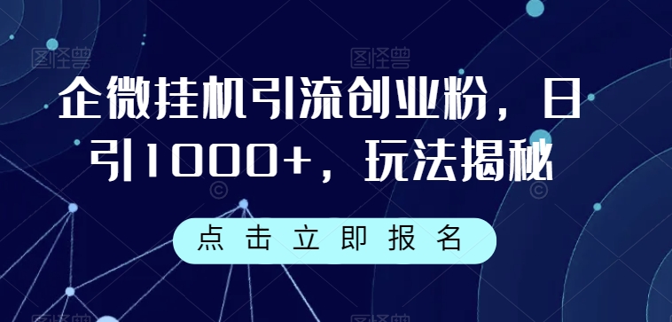 （5919期）企微挂机引流创业粉，日引1000+，玩法揭秘 爆粉引流软件 第1张