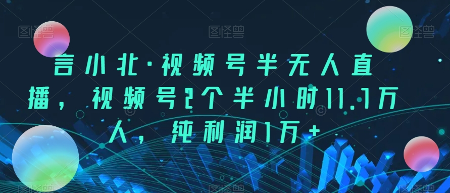 （5928期）言小北·视频号半无人直播，视频号2个半小时11.7万人，纯利润1万+ 短视频运营 第1张