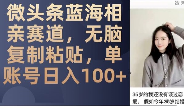 （6122期）微头条蓝海相亲赛道，无脑复制粘贴，单账号日入100+ 短视频运营 第1张