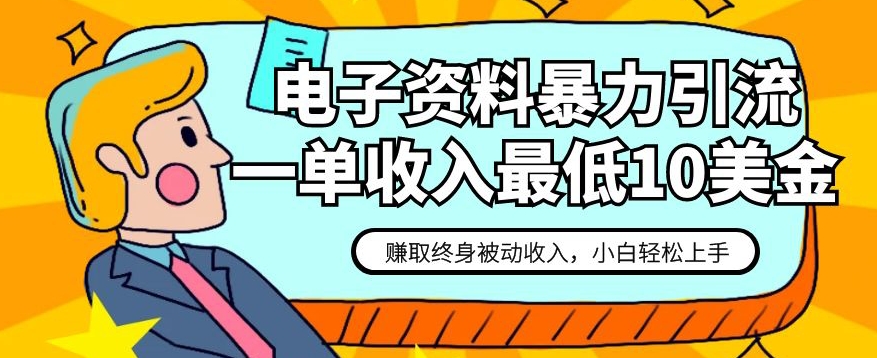 （6129期）电子资料暴力引流，一单最低10美金，赚取终身被动收入，保姆级教程【揭秘】 网赚项目 第1张