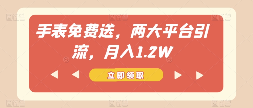 （6241期）手表免费送，两大平台引流，月入1.2W【揭秘】 网赚项目 第1张