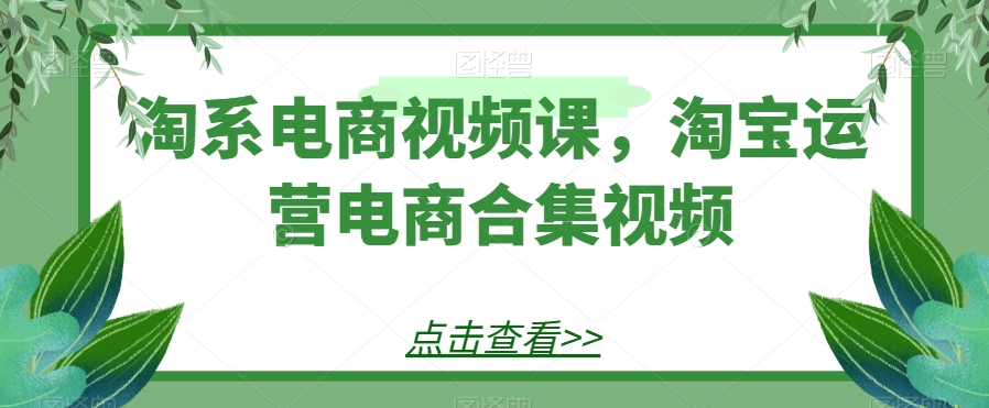 （6258期）淘系电商视频课，淘宝运营电商合集视频 电商运营 第1张