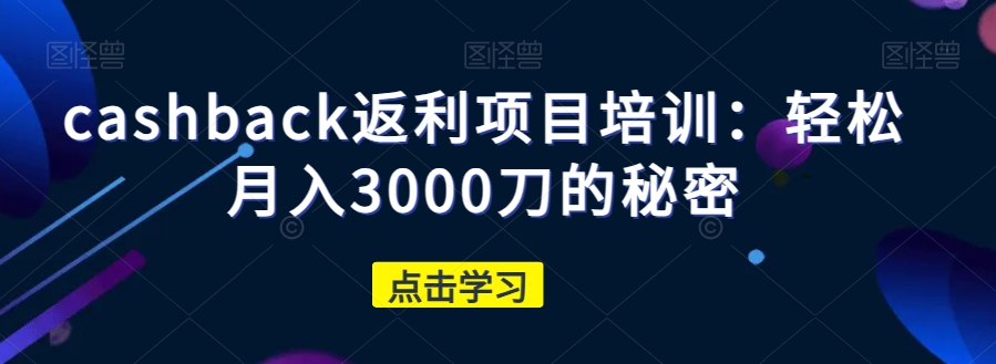 （6324期）cashback返利项目培训：轻松月入3000刀的秘密 网赚项目 第1张