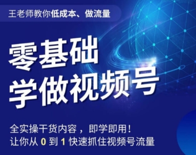 （6371期）王老师教你低成本、做流量，零基础学做视频号，0-1快速抓住视频号流量 短视频运营 第1张