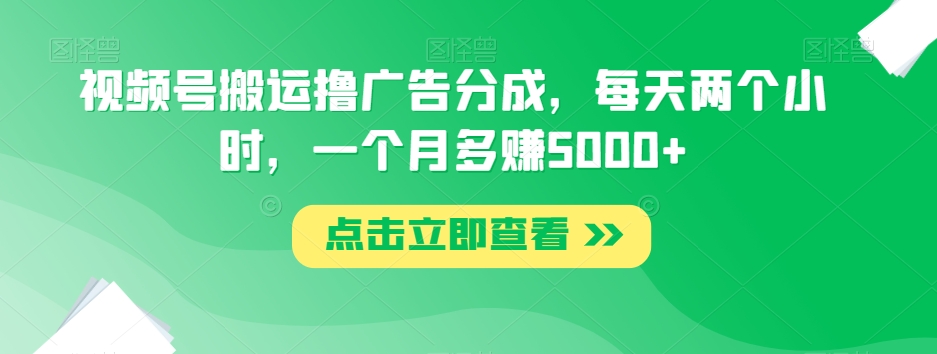 （6386期）视频号搬运撸广告分成，每天两个小时，一个月多赚5000+ 网赚项目 第1张