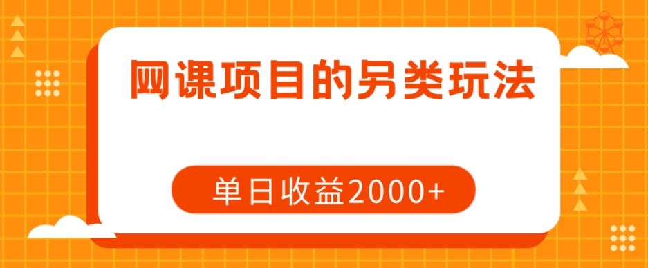 （6407期）网课项目的另类玩法，单日收益2000+【揭秘】 网赚项目 第1张