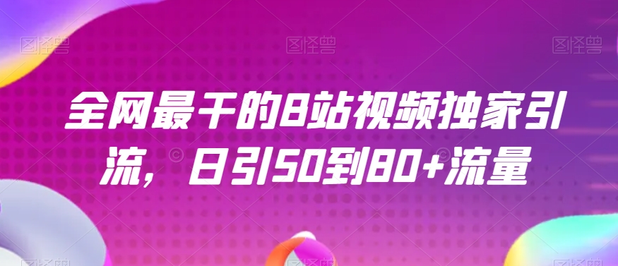 （6420期）全网最干的B站视频独家引流，日引50到80+流量【揭秘】 爆粉引流软件 第1张