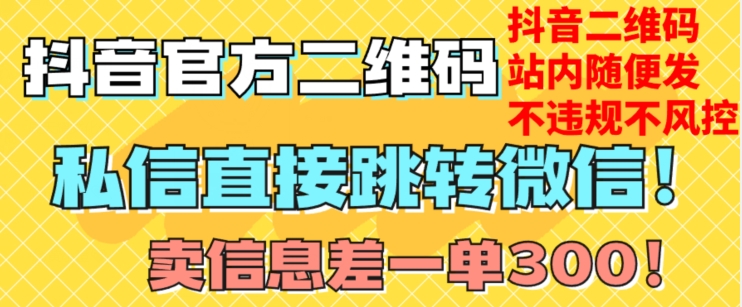 （6463期）价值3000的技术！抖音二维码直跳微信！站内无限发不违规 综合教程 第1张