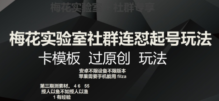 （6501期）梅花实验室社群连怼起号玩法，卡模板过原创玩法【揭秘】 短视频运营 第1张