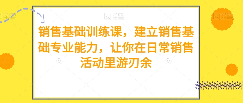 （6517期）销售基础训练课，建立销售基础专业能力，让你在日常销售活动里游刃余 综合教程 第1张