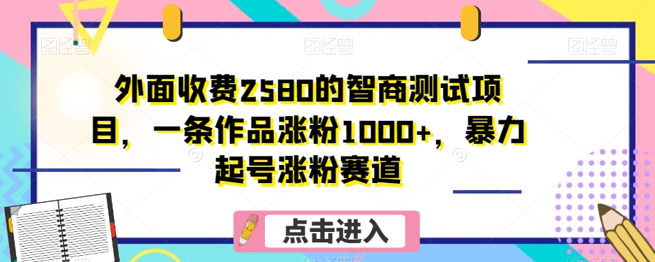 （6543期）外面收费2580的智商测试项目，一条作品涨粉1000+，暴力起号涨粉赛道【揭秘】 网赚项目 第1张